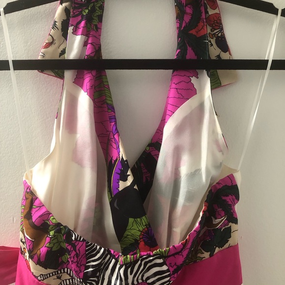 Tibi Halterneck Wrap Silk Collared Dress Animal Print With Pockets Size 2 - Picture 4 of 11